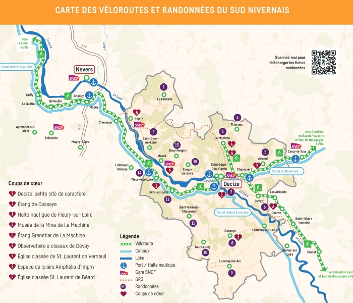 carte véloroute et randonnées